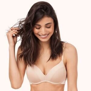 NWT Lively The All Day No Wire Push Up Bra Toasted Almond / Pink size 38C